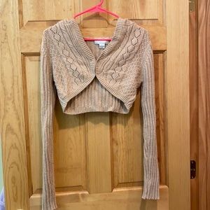 American eagle crop hooded sparkle sweater